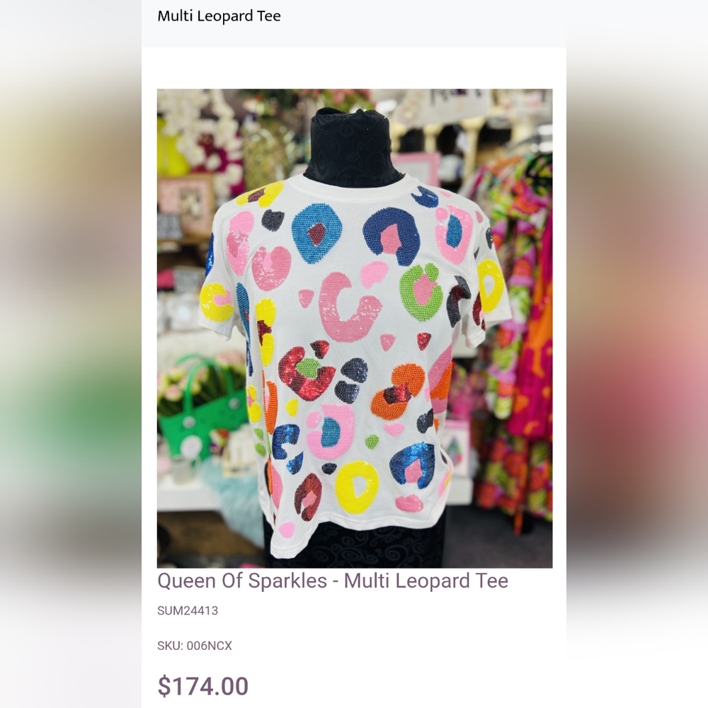 Queen Of Sprakles Multi Leopard Tee